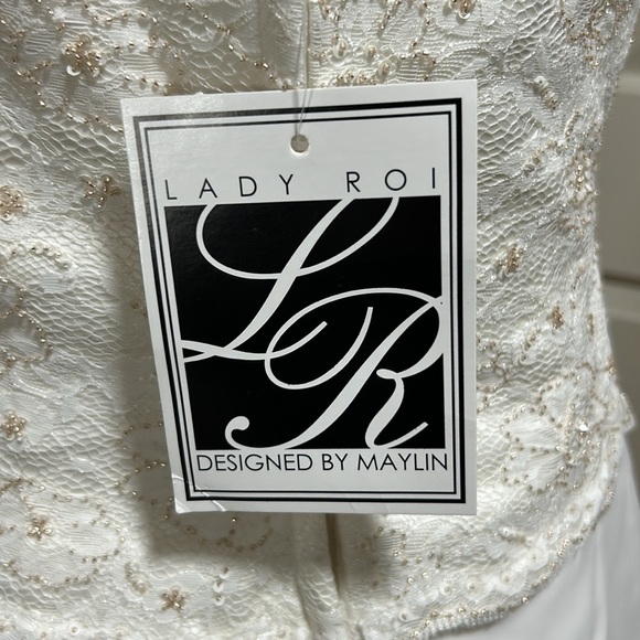 Lady Roi Ivory Spaghetti Strap gown Style Number 8553 New in Package Size 14 - Picture 8 of 9